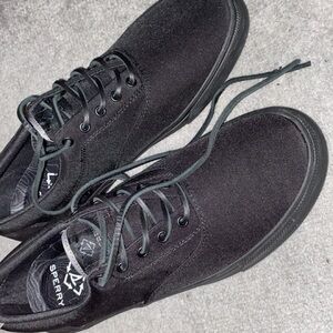 Sperry Men's Black Suede Low-Top Lace Sneakers